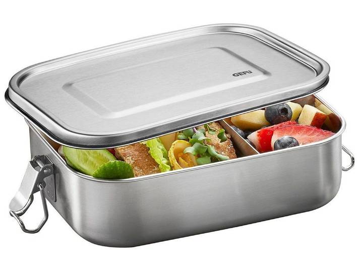 Lunchbox GEFU GEFU Lunchbox Endure Silber, 1.400 ml , silber, B:16,5cm H:6,3cm, Lebensmittelaufbewahrungsbehälter, Lunchbox