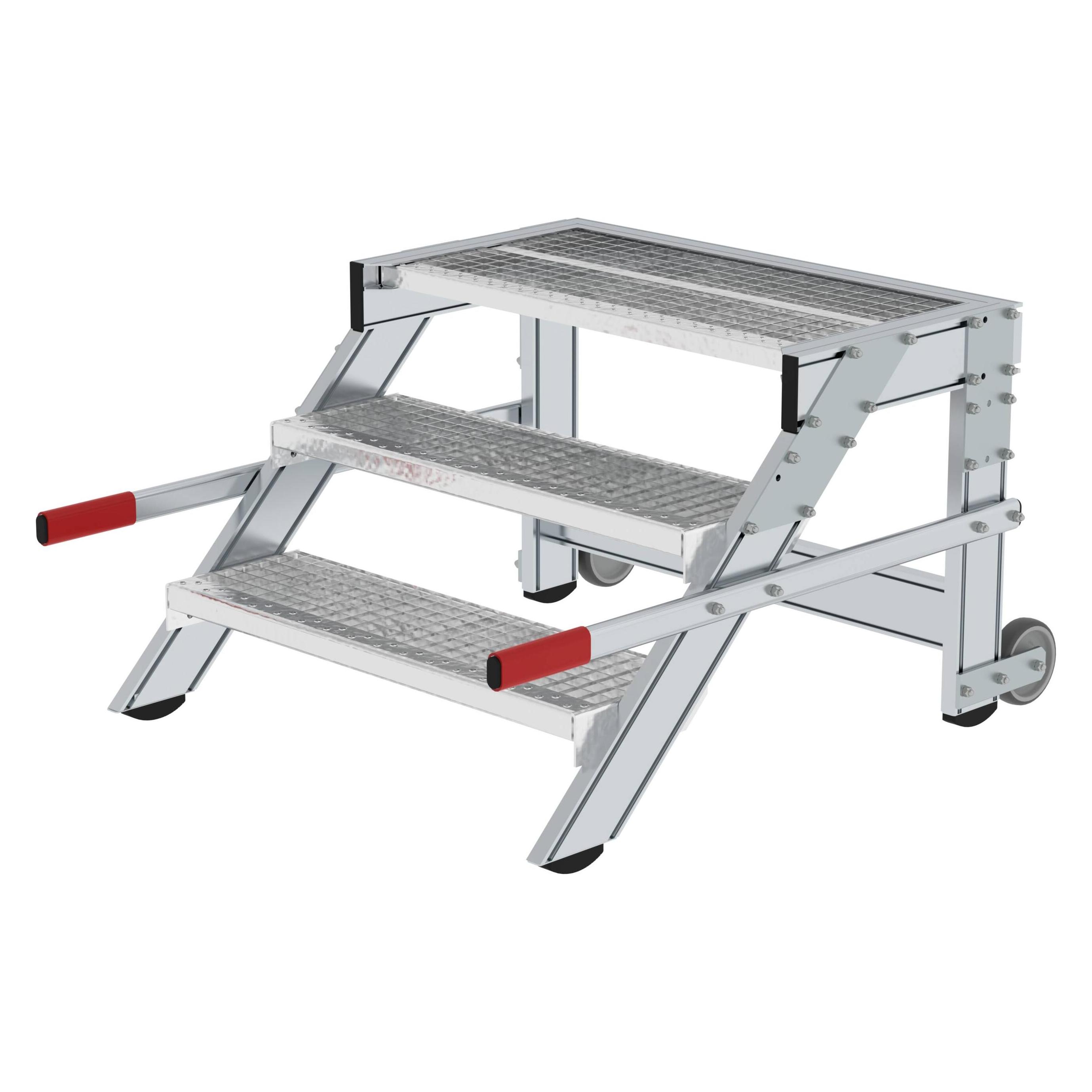 Munk Arbeitspodest fahrbar, Stufenbreite 800 mm, Stahl-Gitterrost 3 Stufen (260 cm) (050435)