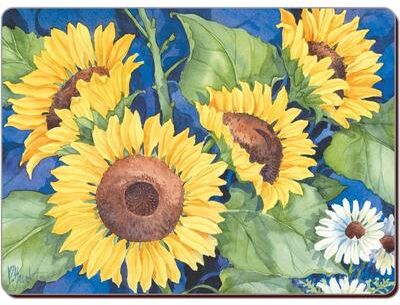 CounterArt Set of 2 Hardboard Placemats, Sunflowers