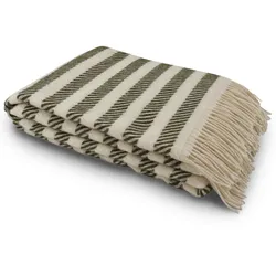 Wolldecke 100% Wolle | Plaid/Wohndecke | Grün/Natur