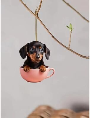 Inspired Finds Acrylic Dog Charm Ornament Festive Boho Puppy Pendant For Tree, Backpack Or Car 2pcs