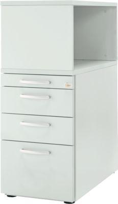 Schäfer Shop Genius Standcontainer mit Aufsatzregal, abschließbar, runder Griff, lichtgrau