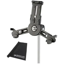 K&M 19795 Tablet-PC Stativ-Halter mit Mikrofasertuch, Instrumentenständer + Halter, Schwarz
