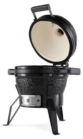 Premium Kamado BBQ 13 Zoll ? 33 cm - Holzkohlegrill - Grillen, Räuchern, Backen, Dünsten - Herd - Eiergrill Schwarz