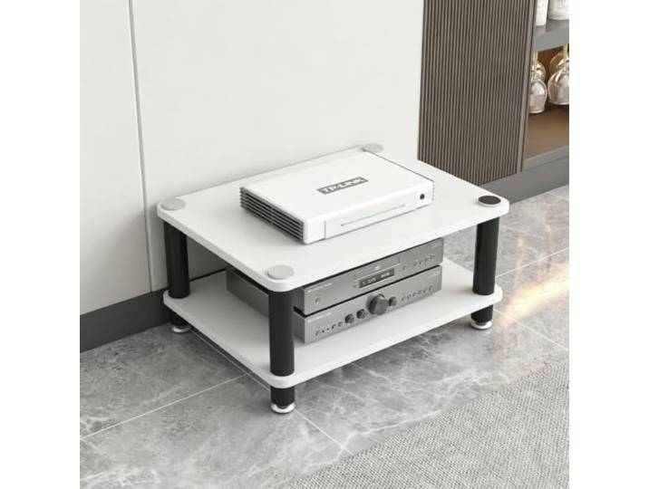 Vielseitiger AV‑Medienstand: mehrstöckiger Audio Rack für Audiogeräte Modulare Einlegeböden, höhenverstellbar, robuste Konstruktion, modernes Dekor(White,H 30cm/11.8in)