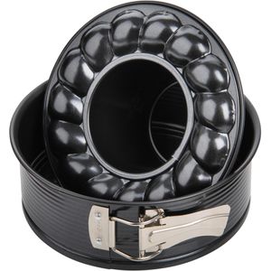 Zenker Backform Black Metallic 6506, Flach- & Rohrboden, Stahl, Ø 18 cm, schwarz, antihaftbeschichtet, Springform