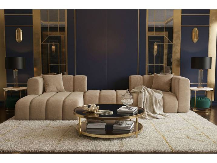 Kaiser Möbel Ecksofa Grand L 319 cm aus Veloursstoff Salvador, Einzelartikel, weich gerundetes, modernes Design,formstabile Polsterung