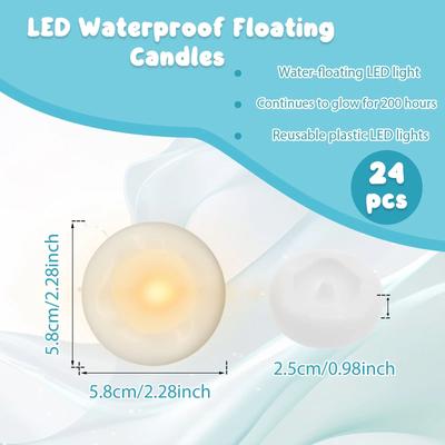 Inspired Living Water Activated Floating LED Candles Waterproof Flameless Floating Tealights 12 Or 24 Pack 24pcs Style 2