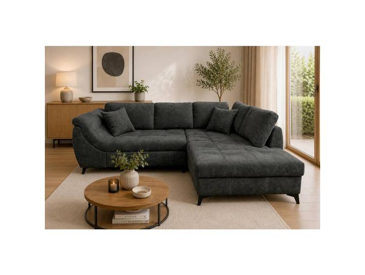 P & B Ecksofa Livano, Grau, Metall, Füllung: Polyurethan (PUR),Polyurethan (Pur), Ottomane rechts, L-Form, 250x190 cm, Armteil links, Wohnzimmer, Sofas & Couches, Wohnlandschaften, Ecksofas