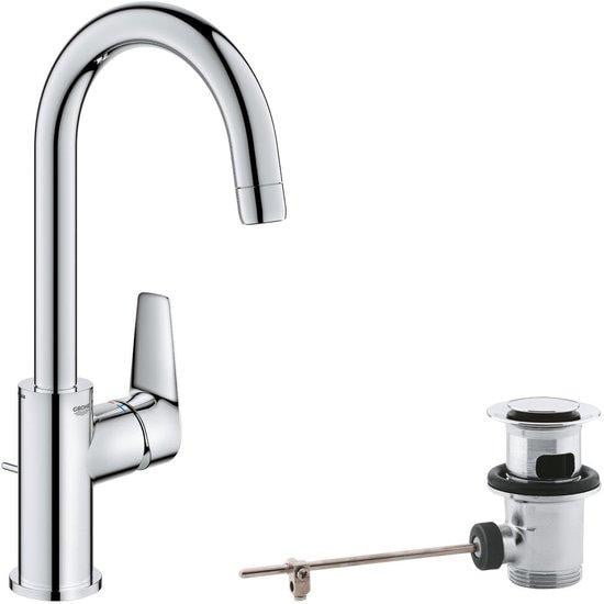 Benza Ibenzoa waterbesparende wastafelmengkraan met draaibare uitloop en doucheset, chroom, Hoogte: 31 cm