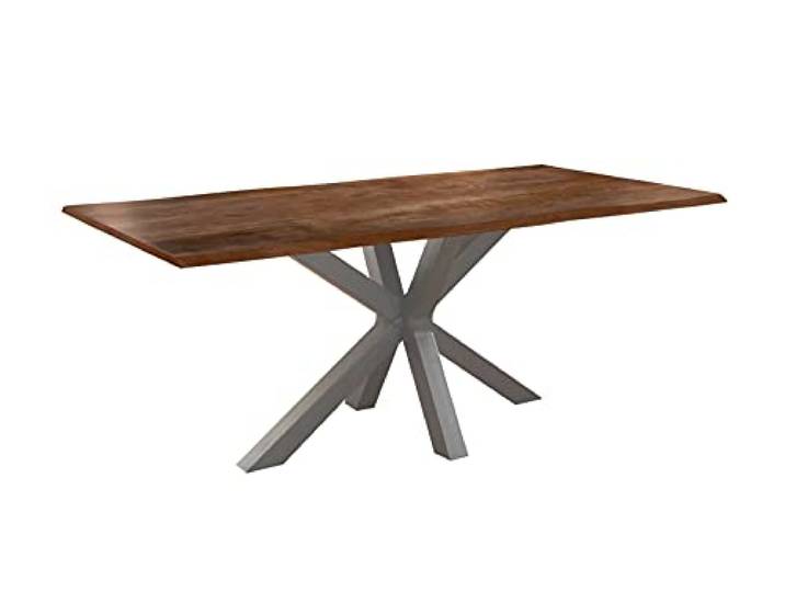 SAM Esstisch Toledo 160x85 cm Akazie nussbaum Baumkante Spider Silber Baumkantentisch massiv, Akazienholz nussbaumfarben, Esszimmertisch