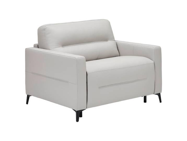 Novel Schlafsessel, Hellgrau, Metall, Echtleder, Rindleder, Uni, 115x89x97 cm, Liegefunktion, Wohnzimmer, Sessel, Schlafsessel