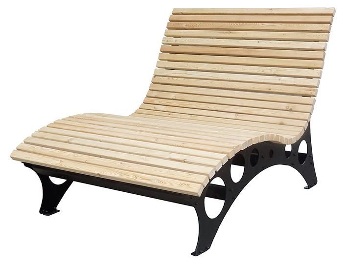 HOME DELUXE Wellenholzliege / Waldsofa TAIGA - 120 I Waldsofa Wellenholzliege Holzliege Lärche Outdoor Gartenliege Metallgestell Polsterauflage
