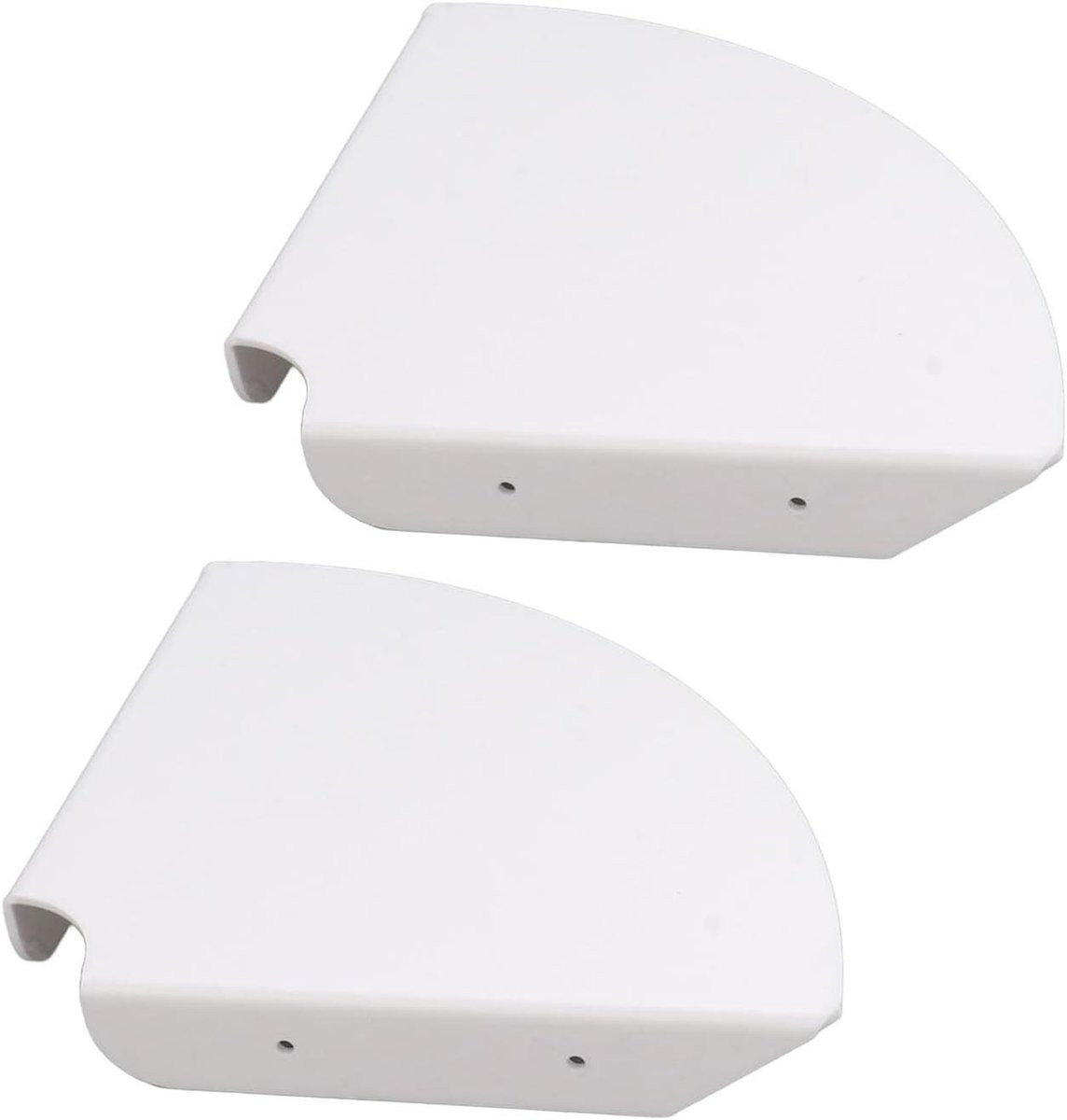 Set van 2 witte zwevende kwartronde acryl hoekplanken voor muurbevestiging, 21 x 21 cm