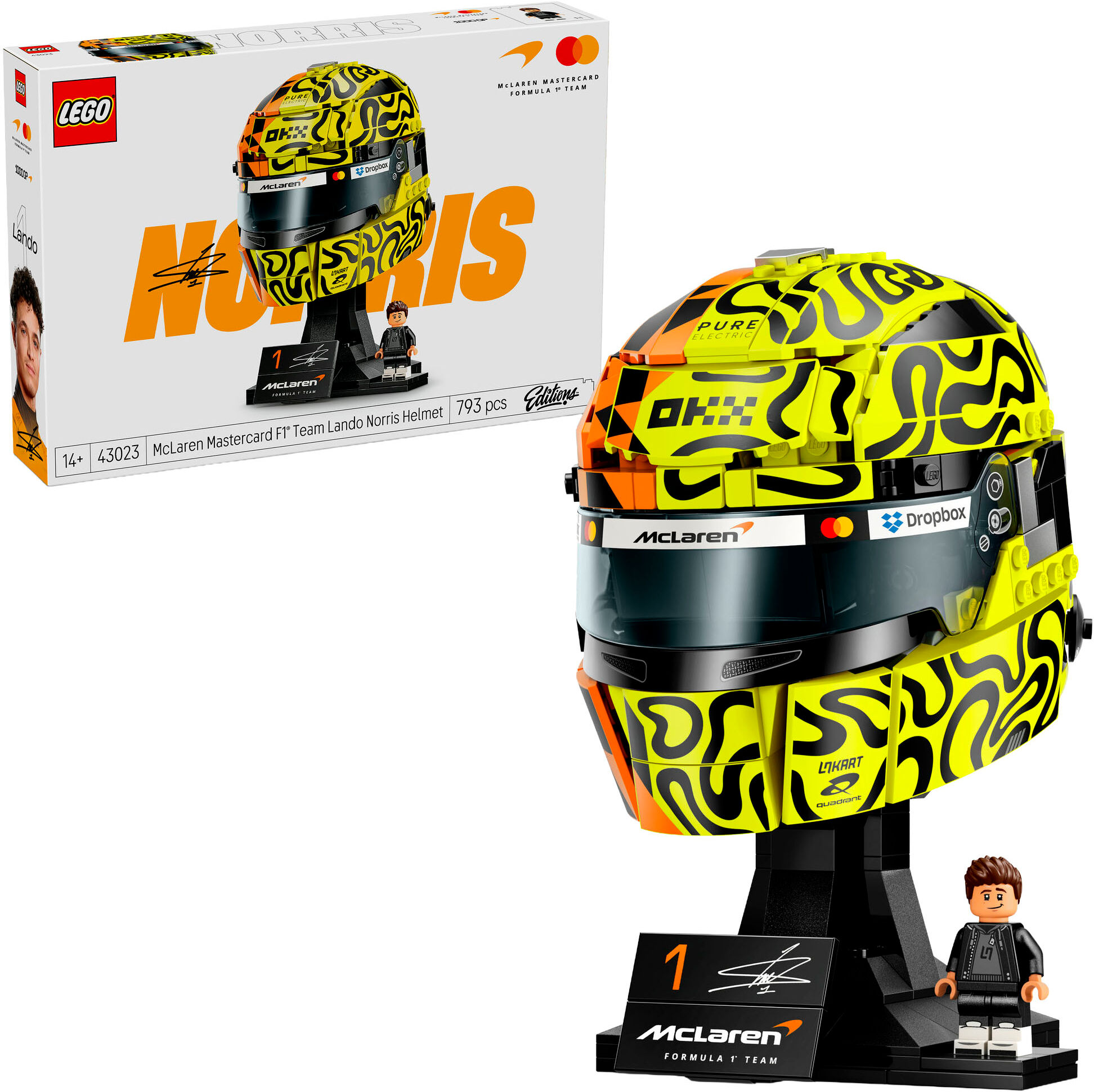Konstruktionsspielsteine LEGO "McLaren Mastercard F1 Team Lando Norris’ Helm (43023)", gelb, Spielbausteine, Kinder, Kunststoff, Konstruktionsspielsteine, LEGO Editions Formular 1