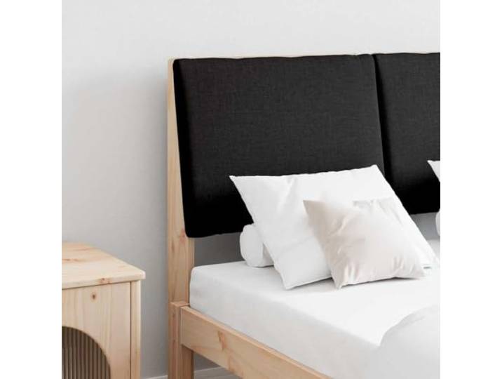 Kopfteil gepolstert schwarz 135 cm mit Schaumstoffkissen, Kiefer Massivholz, modernes Design