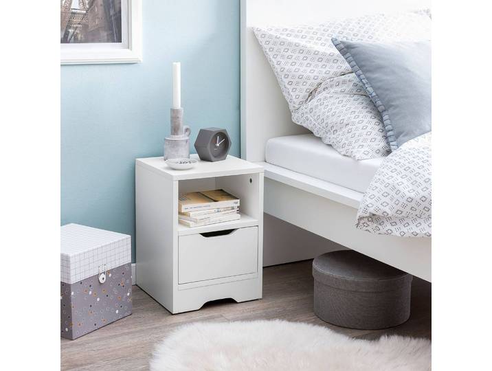 Table de chevet Doris I 31 x 43 x 31cm Blanc/Blanc