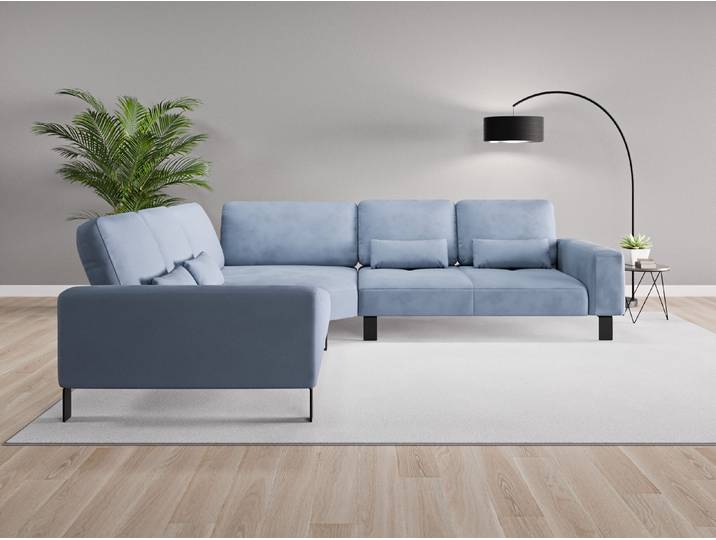 Ecksofa Tokio Nr. 2 - Blau (Jeansblau) - Vintage Velours