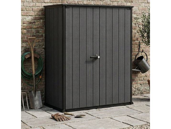 Armoire d'extérieur Jasper Dmora en plastique gris foncé 73 6x140x170 4h cm