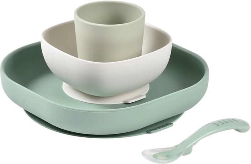 Beaba 4-Piece Silicone Dinner Set set de repas Sage Green / Misty Green 4 pcs
