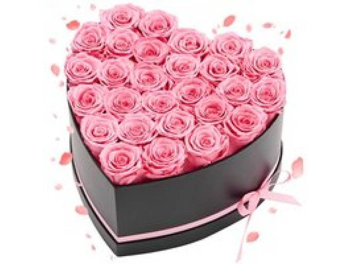 VEVOR Rose Éternelle 27 Fleurs Éternelles Préservées Boîte Forme de Cœur, Bouquet Roses Éternelles, Cadeau pour Elle, Femme, Épouse, Maman, Sœur, Mamie, Amie, Anniversaire, Saint-Valentin, Noël, Rose