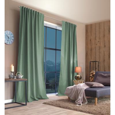 Gardine HOME BASICS "ESKIMO, 1 Stück, Thermo", grün (salbei), B:135cm H:225cm, Polyester, Polyester, Gardinen, Gardine, Thermostoff Uni ESKIMO
