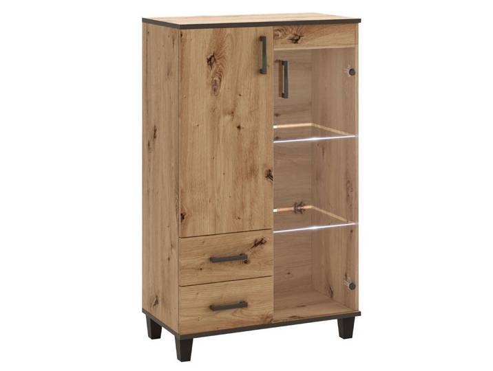 Feldmann-Wohnen Vitrine Pola (Pola, 1-St., Vitrine) 80x40x132cm Artisan Eiche 2-türig