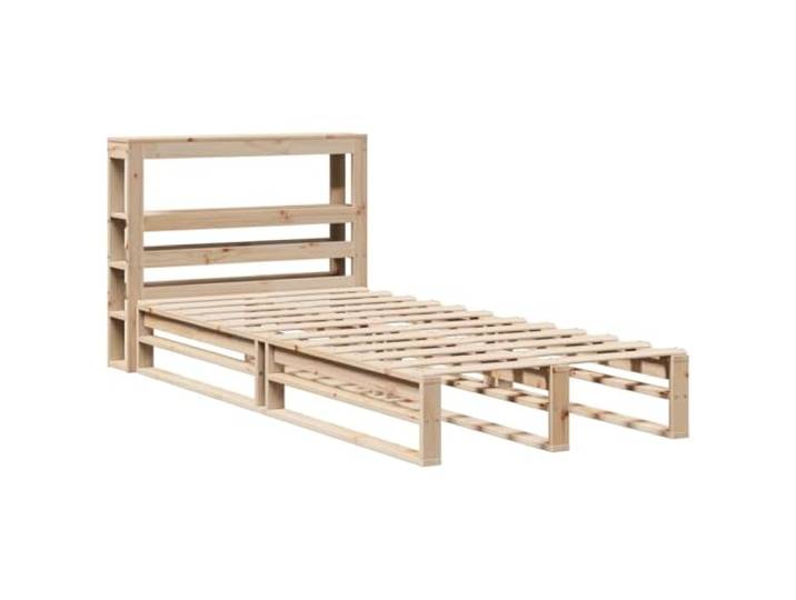 KTHLBRH Einzelbett 90 x 200 cm aus massivem Kiefernholz Mit Ablagen, Kopfteil mit Halterung, Lattenrost, Montage erforderlich