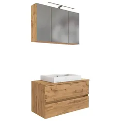 Badezimmer Pienza mit LED 3-türig ca. 100 cm Eiche Wotan