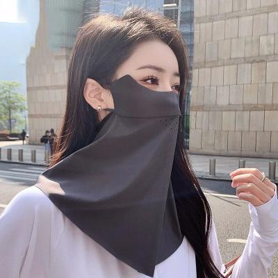 Inspired Living Ice Silk UV Protection Face Cover For Women Breathable Summer Sun Mask deep Gray