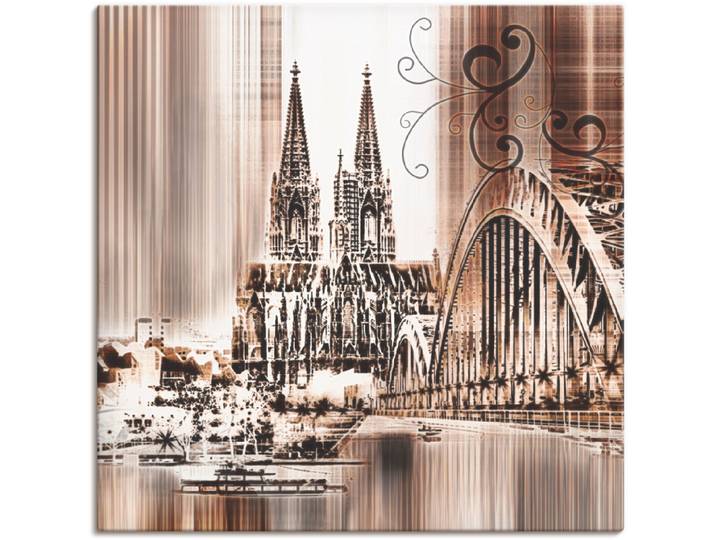 Leinwandbild ARTLAND Köln Skyline Collage VI , braun (farbe bild(er): braun), B:50cm H:50cm, Bilder, Leinwandbild, auf Holzrahmen gespannt