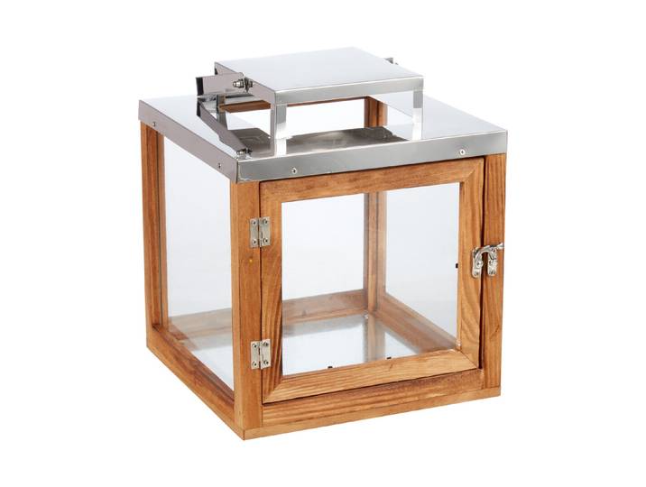 My Home Laterne Holz-und-Metall Braun 25 × 25 × 32.5 cm