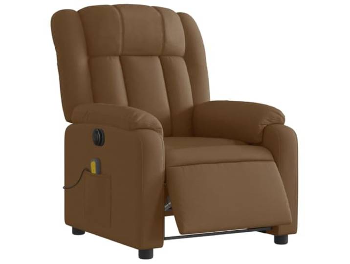 NLQMSU Massagesessel, elektrisch, Braun 6 Massagepunkte, Fernbedienung inklusive, Neigung 135 Grad, Seitentasche, Rahmen aus Holz und Metall, atmungsaktives Gewebe