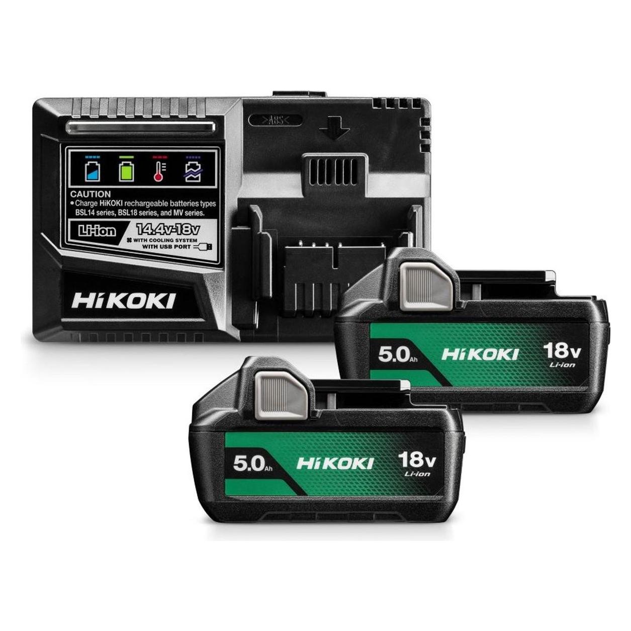 Hikoki UC18YSL3WKZ BOOSTERPACK 18V - 2 x Akku BSL1850MA 18V 5.0Ah + Ladegerät UC18YSL3 (18 V) (56467124)
