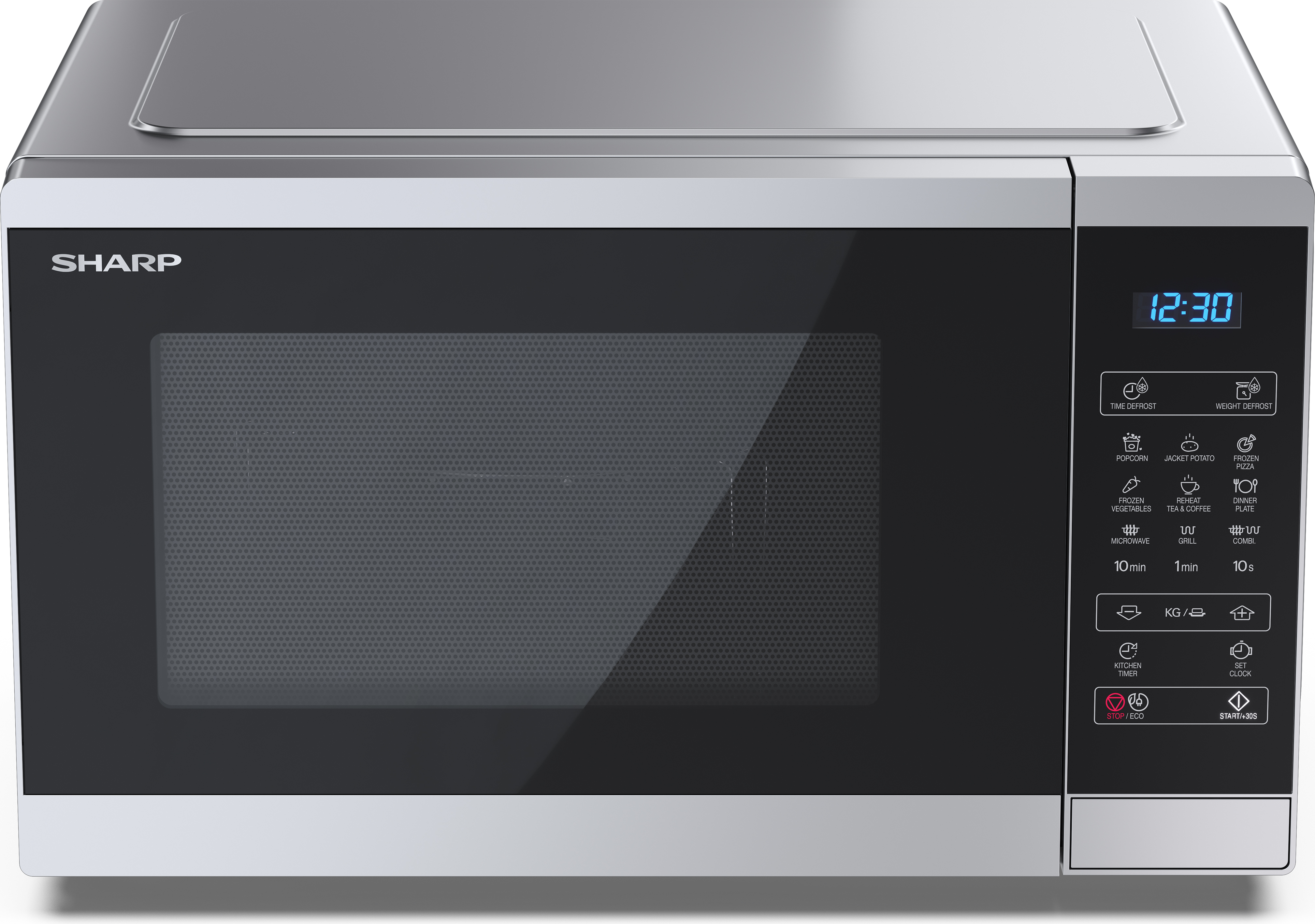 SHARP YC-MG252AE-S Mikrowelle mit Grill, Mikrowelle: 900W, Grill: 1000W, 11 Leistungsstufen, silber