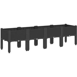 Helloshop26 - Hochbeet für Pflanzen Blumen Terrasse Garten mit Füßen 160 x 40 x 42 cm schwarzes PP 02_0038160
