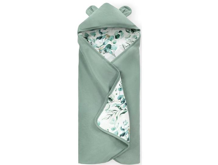 Babydecke HAUCK Baby Einschlagdecke, Snuggle N Dream leaves Mint/grün , grün (leaves mint), B:80cm L:80cm, Baumwolle, Wohndecken, Babydecke, Baby Einschlagdecke mit Kapuze