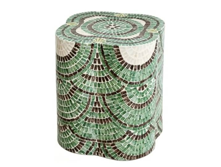 RBXNHGS Beistelltisch mit Capiz-Muscheln, Gartenhocker, Beistelltisch rund Capiz-Muscheln, Beistelltisch, Gartenhocker, Wohnzimmer, Kunsthandwerk(H*w 14.96*17.72in)