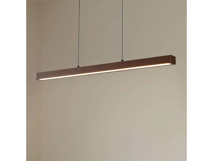 Hängeleuchte Emara Lucande, dimmbar, Holz dunkel, für Wohn- / Esszimmer, Holz, Design
