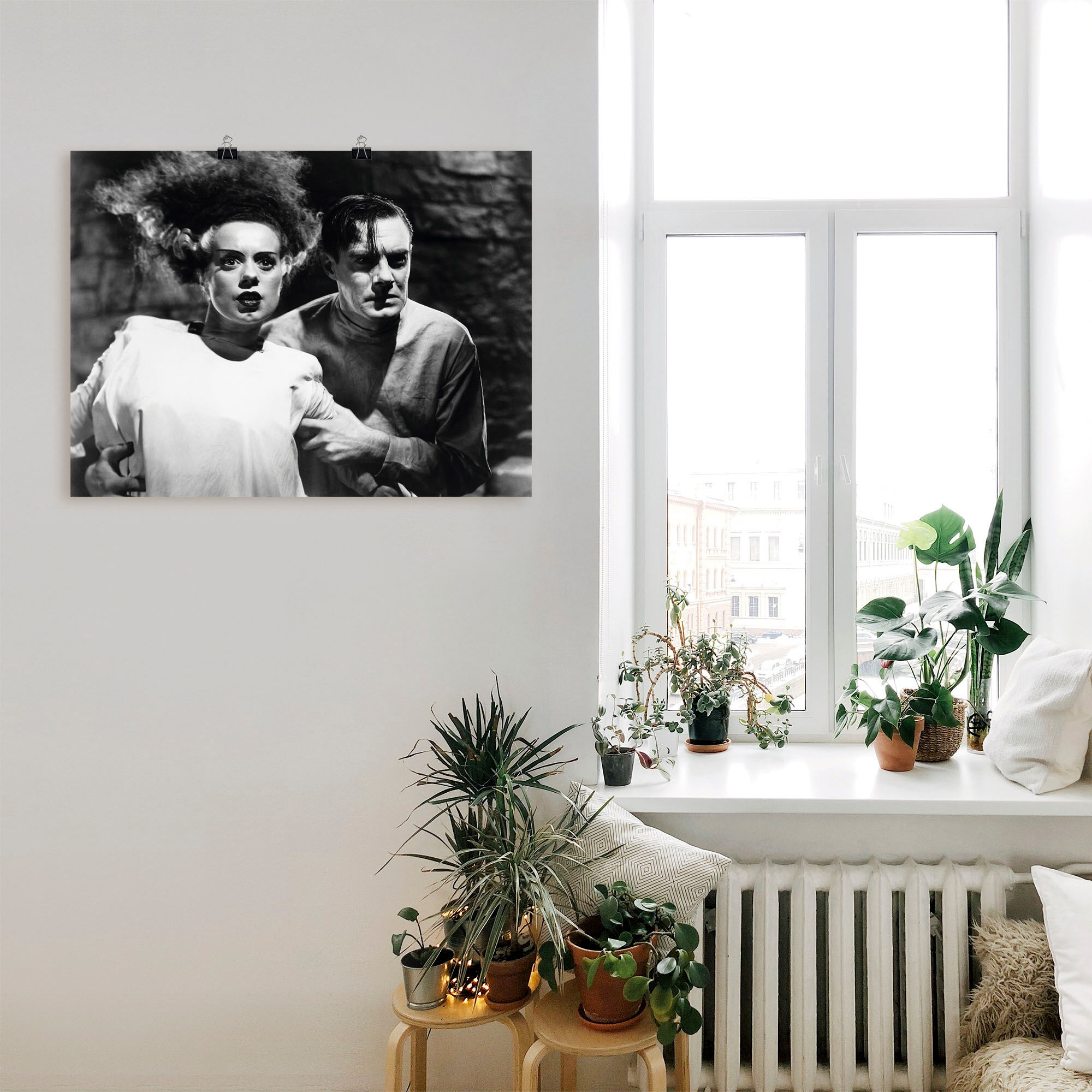 Poster ARTLAND "Frankensteins Braut", schwarz (farbe bild(er): schwarz), B:40cm H:30cm, Bilder, Poster, ohne Rahmen farbe bild(er): schwarz B/H/T: 40cm x 30cm, Poster Stars Querformat, 1 Stk.