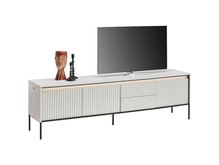 Hom`in Lowboard, Weiss, Holzwerkstoff, 2 Schublade(n) Schubladen, 192x56x40 cm, Beleuchtung, Wohnzimmer, TV Möbel, Lowboards