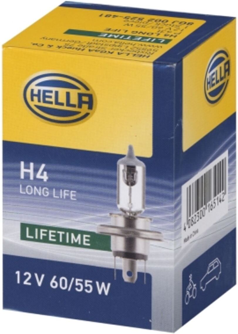 Ampoule Halogen HELLA H4 LONG LIFE UP TO 3X LONGER LIFE 12V, 60/55W,1 pièce