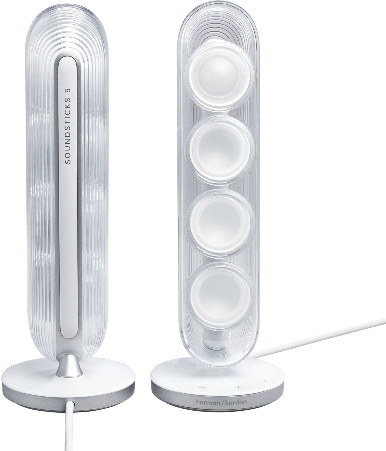 Harman/Kardon 2.1 Soundsystem "SoundSticks 5", transparent (weiß), B:23,4cm H:30,6cm T:23,4cm, Lautsprecher, 2.1-Channel Bluetooth Speaker mit HDMI, 2.1 Soundsystem