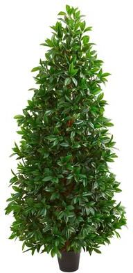 Nearly Natural 5' Bay Leaf Cone Topiary Artificial Tree UV Resistant (Indoor/Outdoor)