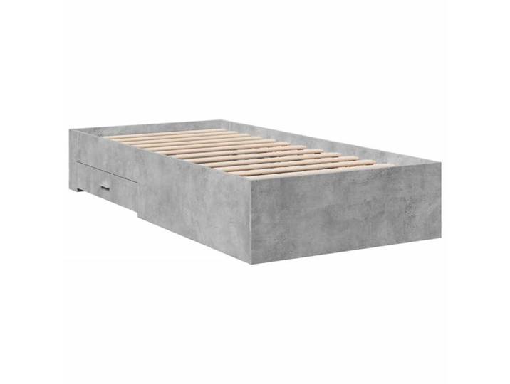 CHIC Lit adulte 1 place - 100x200 cm Structure/Cadre de lit et tiroirs gris béton 100x200 cm FR(atr49b)