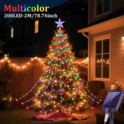 Inspire Picks Solar Star Waterfall String Lights 8 Mode Christmas Tree Fairy Lights multicolor 2m