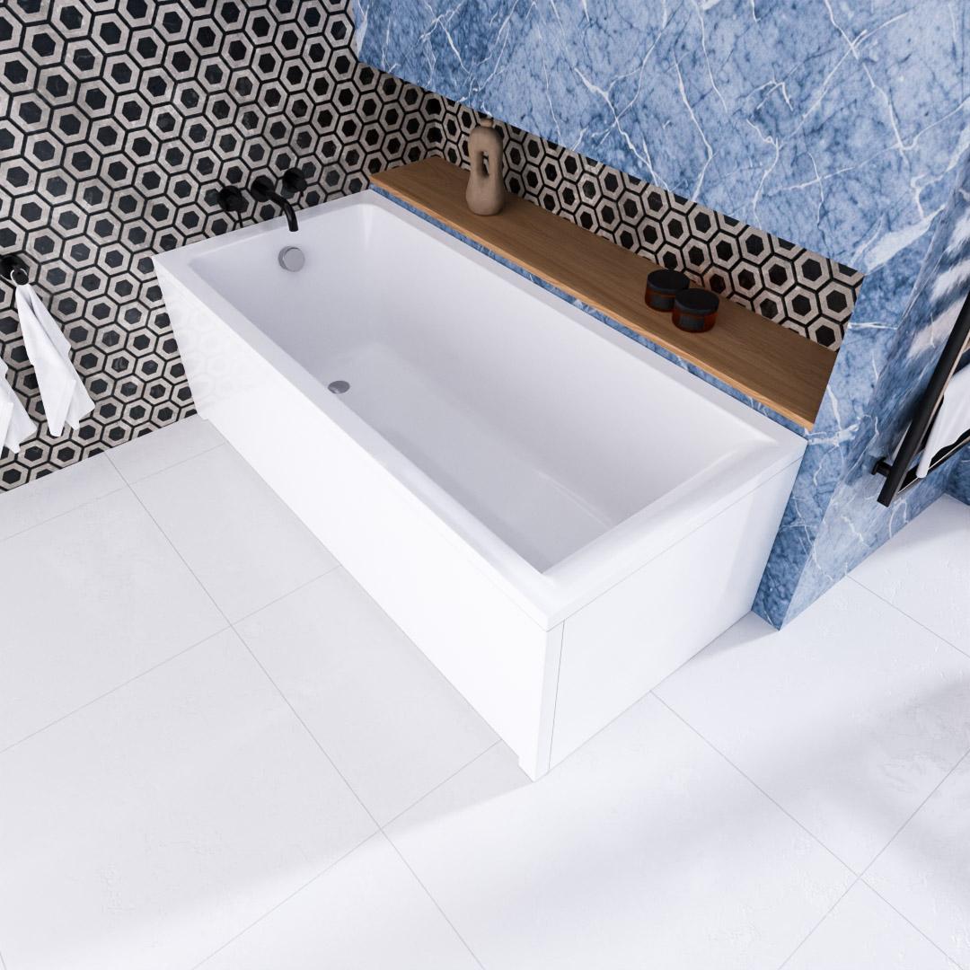 ECOLAM Badewanne Rechteckbadewanne 170x70 cm Savia Acrylwanne + Schürze Füße Ablauf Wanne