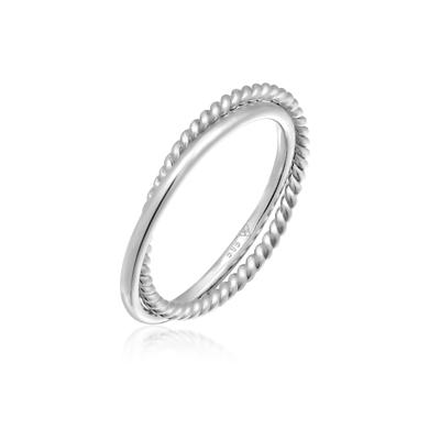 Silberring ELLI PREMIUM "Ring Wickelring Fein Gedreht 585er Weißgold" Gr. 56, silber, Fingerringe, Damen, 56, Weißgold 585, Silberring