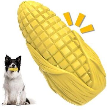 United Corn Shape Bacon Scented Dog Chew & Teething Toy Durable Interactive Play Stick yellow