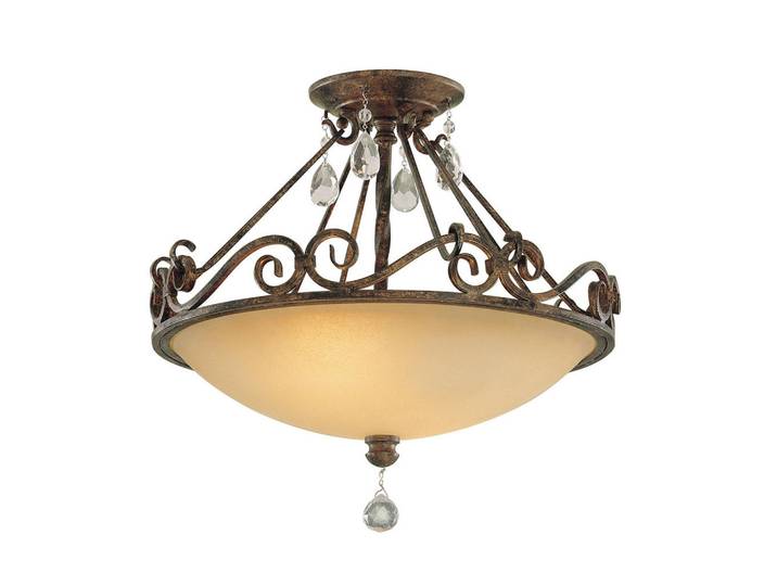 Elstead Lighting Deckenleuchte Chateau, Bronzefarben, Metall, Glas, 33.4 cm, RoHS, Lampen & Leuchten, Innenbeleuchtung, Deckenleuchten, Deckenleuchten